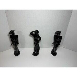 Black Statues Lot Of 3 Women Porcelain Great Condition